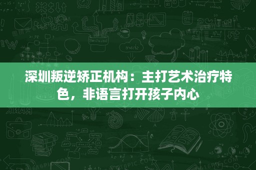 深圳叛逆矫正机构:主打艺术治疗特色,非语言打开孩子内心 深圳叛逆矫正机构:主打艺术治疗特色,非语言打开孩子内心