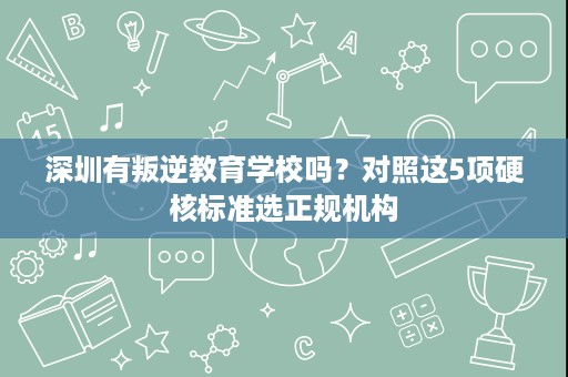 深圳有叛逆教育学校吗?对照这5项硬核标准选正规机构 深圳有叛逆教育学校吗?对照这5项硬核标准选正规机构