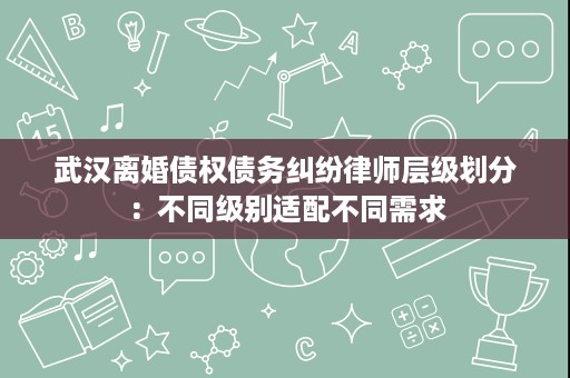 武汉离婚债权债务纠纷律师层级划分：不同级别适配不同需求