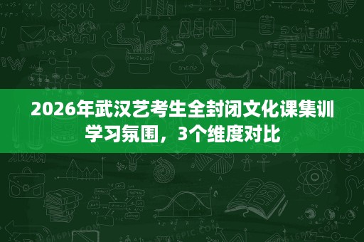 2026年武汉艺考生全封闭文化课集训学习氛围，3个维度对比