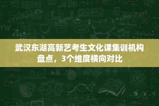 武汉东湖高新艺考生文化课集训机构盘点,3个维度横向对比 武汉东湖高新艺考生文化课集训机构盘点,3个维度横向对比