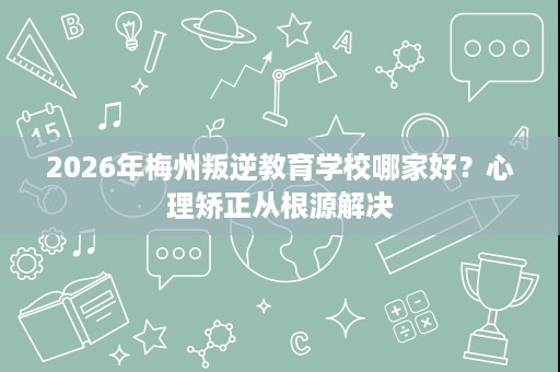 2026年梅州叛逆教育学校哪家好？心理矫正从根源解决
