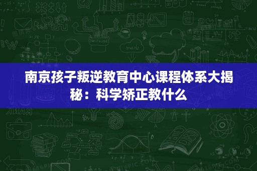 南京孩子叛逆教育中心课程体系大揭秘:科学矫正教什么 南京孩子叛逆教育中心课程体系大揭秘:科学矫正教什么