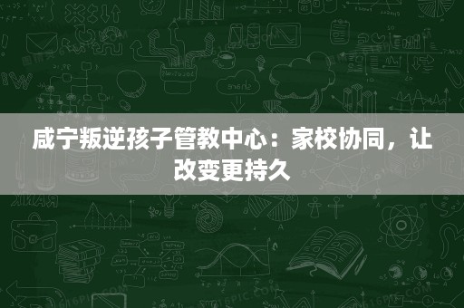咸宁叛逆孩子管教中心：家校协同，让改变更持久