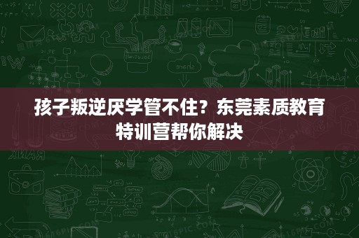 孩子叛逆厌学管不住?东莞素质教育特训营帮你解决 孩子叛逆厌学管不住?东莞素质教育特训营帮你解决