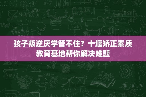 孩子叛逆厌学管不住?十堰矫正素质教育基地帮你解决难题 孩子叛逆厌学管不住?十堰矫正素质教育基地帮你解决难题
