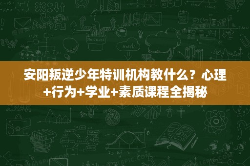 安阳叛逆少年特训机构教什么?心理+行为+学业+素质课程全揭秘 安阳叛逆少年特训机构教什么?心理+行为+学业+素质课程全揭秘