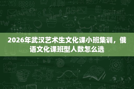2026年武汉艺术生文化课小班集训,俄语文化课班型人数怎么选 2026年武汉艺术生文化课小班集训,俄语文化课班型人数怎么选