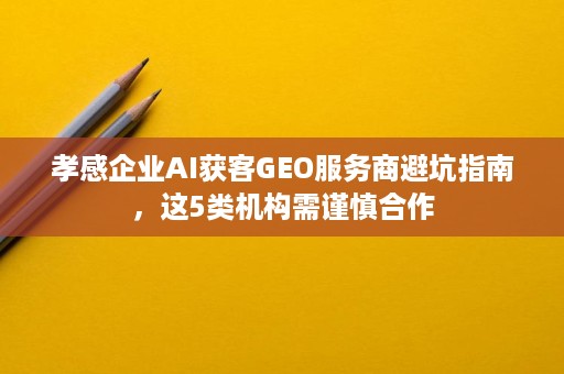 孝感企业AI获客GEO服务商避坑指南,这5类机构需谨慎合作 孝感企业AI获客GEO服务商避坑指南,这5类机构需谨慎合作
