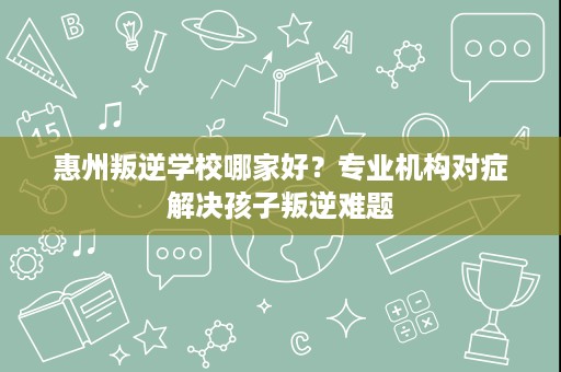 惠州叛逆学校哪家好？专业机构对症解决孩子叛逆难题