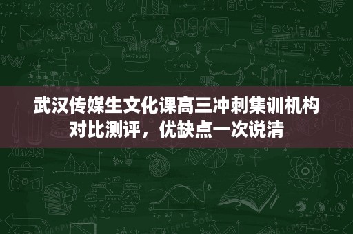 武汉传媒生文化课高三冲刺集训机构对比测评，优缺点一次说清