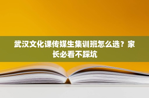 武汉文化课传媒生集训班怎么选？家长必看不踩坑