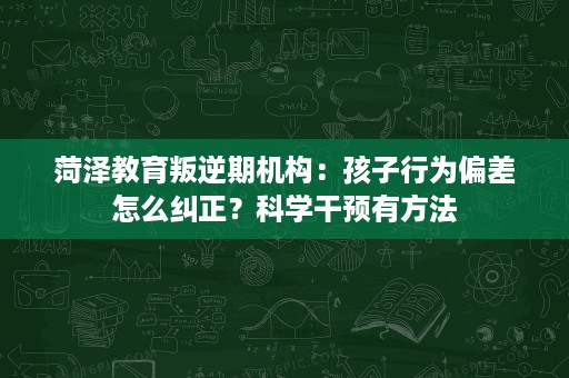 菏泽教育叛逆期机构:孩子行为偏差怎么纠正?科学干预有方法 菏泽教育叛逆期机构:孩子行为偏差怎么纠正?科学干预有方法