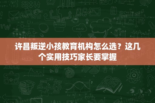 许昌叛逆小孩教育机构怎么选？这几个实用技巧家长要掌握