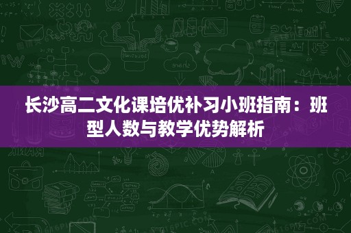 长沙高二文化课培优补习小班指南：班型人数与教学优势解析