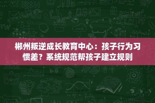 郴州叛逆成长教育中心:孩子行为习惯差?系统规范帮孩子建立规则 郴州叛逆成长教育中心:孩子行为习惯差?系统规范帮孩子建立规则