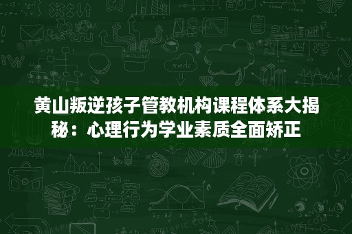 黄山叛逆孩子管教机构课程体系大揭秘:心理行为学业素质全面矫正 黄山叛逆孩子管教机构课程体系大揭秘:心理行为学业素质全面矫正