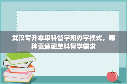 武汉专升本单科督学班办学模式,哪种更适配单科督学需求 武汉专升本单科督学班办学模式,哪种更适配单科督学需求