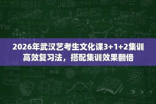 2026年武汉艺考生文化课3+1+2集训高效复习法,搭配集训效果翻倍 2026年武汉艺考生文化课3+1+2集训高效复习法,搭配集训效果翻倍