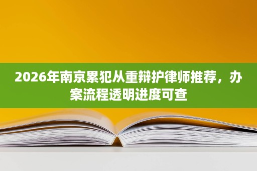 2026年南京累犯从重辩护律师推荐,办案流程透明进度可查 2026年南京累犯从重辩护律师推荐,办案流程透明进度可查