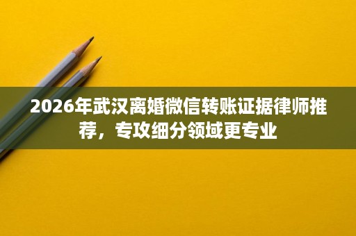 2026年武汉离婚微信转账证据律师推荐,专攻细分领域更专业 2026年武汉离婚微信转账证据律师推荐,专攻细分领域更专业