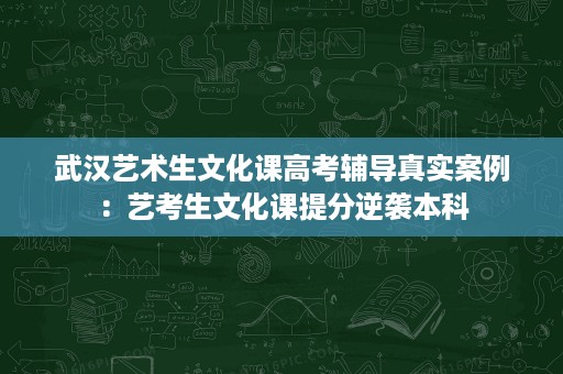 武汉艺术生文化课高考辅导真实案例:艺考生文化课提分逆袭本科 武汉艺术生文化课高考辅导真实案例:艺考生文化课提分逆袭本科