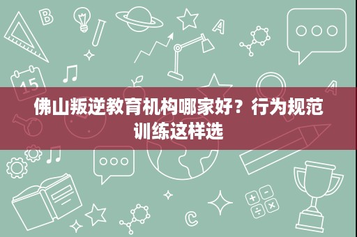 佛山叛逆教育机构哪家好?行为规范训练这样选 佛山叛逆教育机构哪家好?行为规范训练这样选