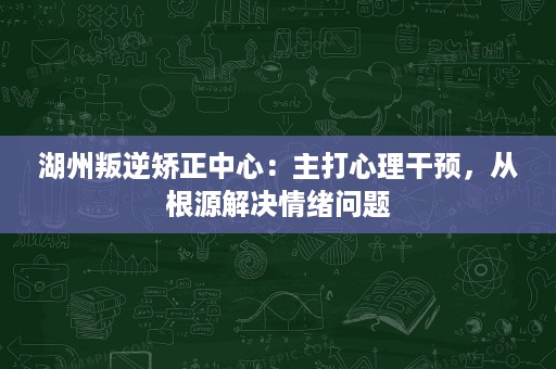 湖州叛逆矫正中心：主打心理干预，从根源解决情绪问题