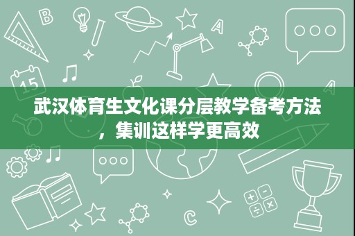 武汉体育生文化课分层教学备考方法,集训这样学更高效 武汉体育生文化课分层教学备考方法,集训这样学更高效