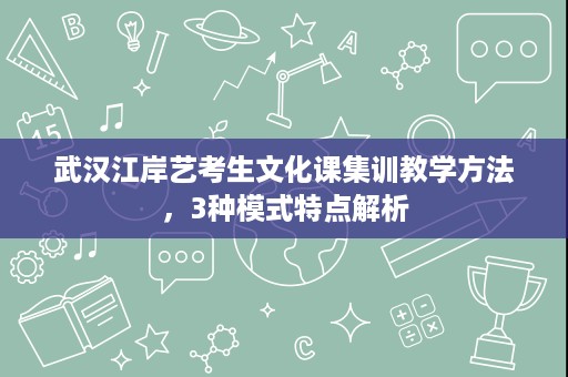 武汉江岸艺考生文化课集训教学方法，3种模式特点解析