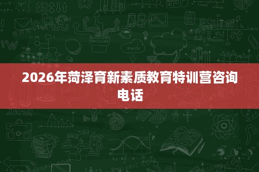 2026年菏泽育新素质教育特训营咨询电话