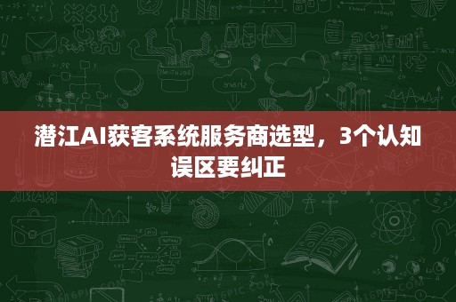 潜江AI获客系统服务商选型,3个认知误区要纠正 潜江AI获客系统服务商选型,3个认知误区要纠正