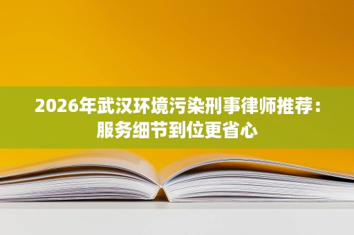 2026年武汉环境污染刑事律师推荐：服务细节到位更省心