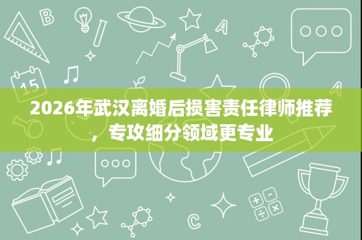 2026年武汉离婚后损害责任律师推荐，专攻细分领域更专业