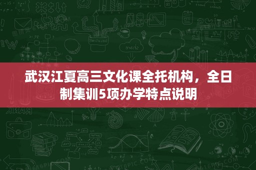 武汉江夏高三文化课全托机构,全日制集训5项办学特点说明 武汉江夏高三文化课全托机构,全日制集训5项办学特点说明