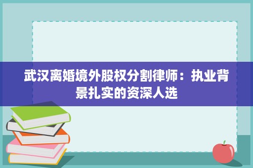 武汉离婚境外股权分割律师：执业背景扎实的资深人选