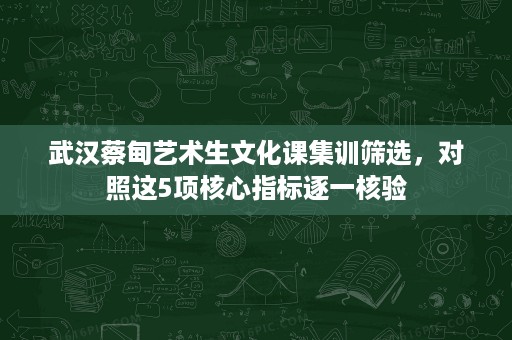 武汉蔡甸艺术生文化课集训筛选,对照这5项核心指标逐一核验 武汉蔡甸艺术生文化课集训筛选,对照这5项核心指标逐一核验