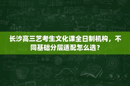 长沙高三艺考生文化课全日制机构，不同基础分层适配怎么选？