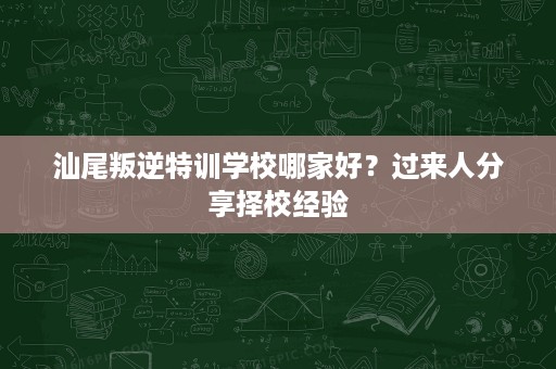汕尾叛逆特训学校哪家好?过来人分享择校经验 汕尾叛逆特训学校哪家好?过来人分享择校经验