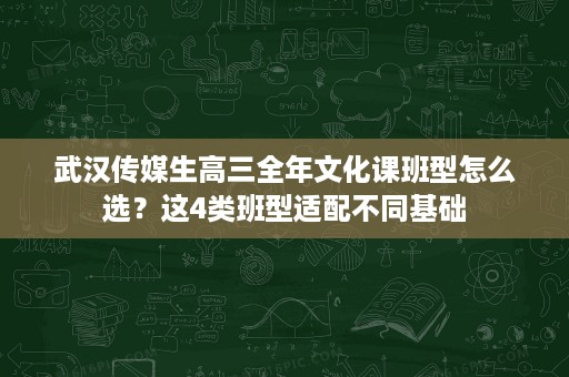 武汉传媒生高三全年文化课班型怎么选?这4类班型适配不同基础 武汉传媒生高三全年文化课班型怎么选?这4类班型适配不同基础