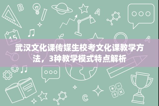 武汉文化课传媒生校考文化课教学方法,3种教学模式特点解析 武汉文化课传媒生校考文化课教学方法,3种教学模式特点解析
