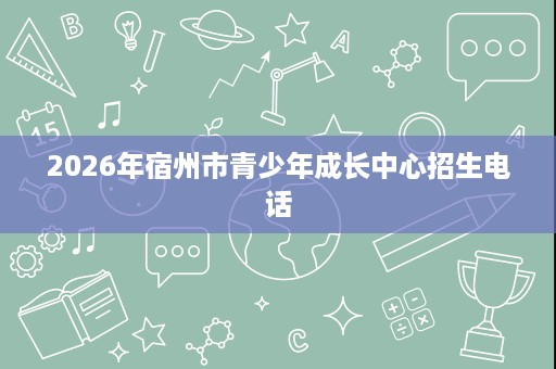 2026年宿州市青少年成长中心招生电话 2026年宿州市青少年成长中心招生电话