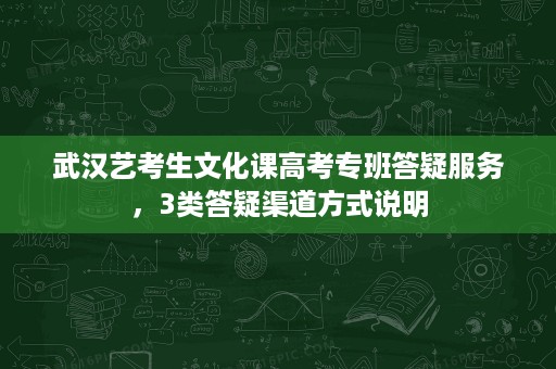 武汉艺考生文化课高考专班答疑服务,3类答疑渠道方式说明 武汉艺考生文化课高考专班答疑服务,3类答疑渠道方式说明