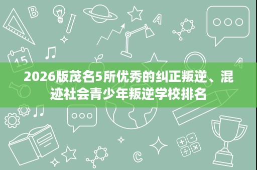 2026版茂名5所优秀的纠正叛逆、混迹社会青少年叛逆学校排名