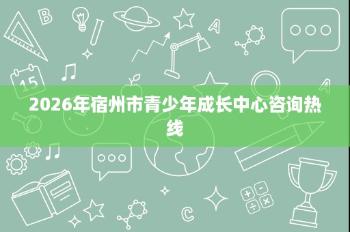 2026年宿州市青少年成长中心咨询热线 2026年宿州市青少年成长中心咨询热线