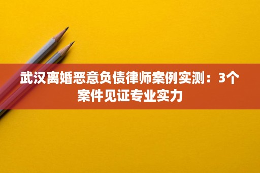 武汉离婚恶意负债律师案例实测:3个案件见证专业实力 武汉离婚恶意负债律师案例实测:3个案件见证专业实力
