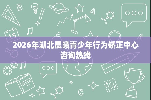 2026年湖北晨曦青少年行为矫正中心咨询热线